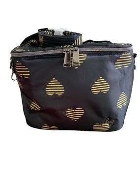 lug Nibble Black with Gold Hearts Convertible Lunch Tote Bag NWOT